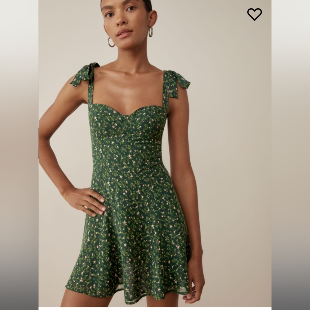 Reformation Green Floral Dress